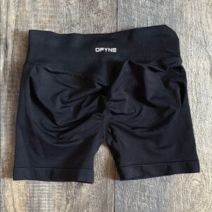 New Black Compression Bike Shorts with Ruched Detail